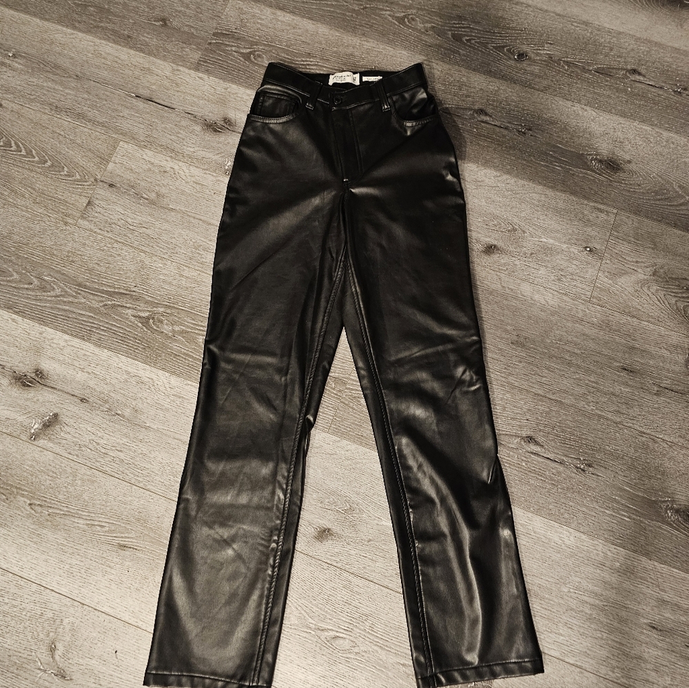 Abercrombie & Fitch Black Vegan Leather High Rise Pants